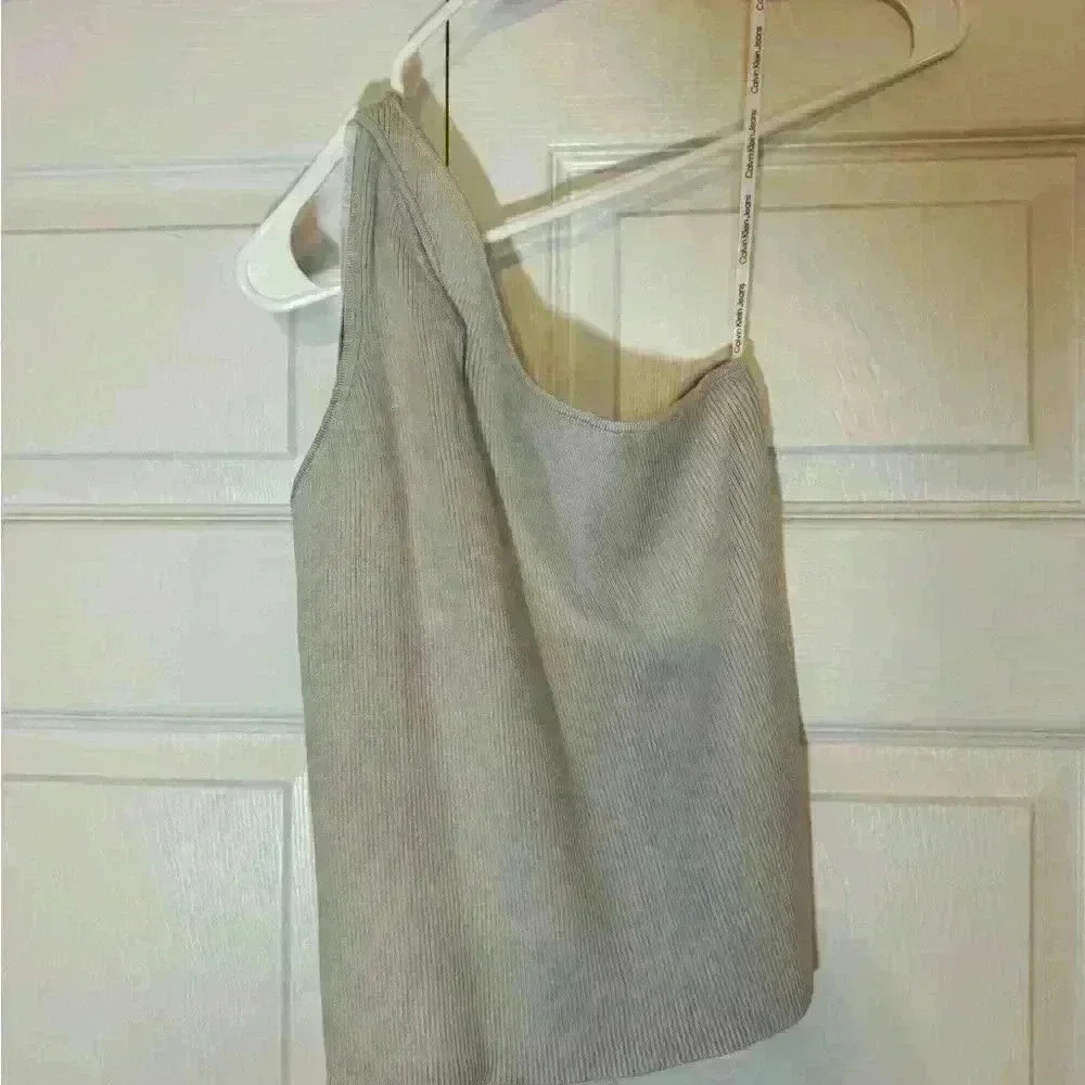 Calvin Klein Jeans Women's Ribbed One ShoulderTop Size Large NWT - Picture 3 of 5